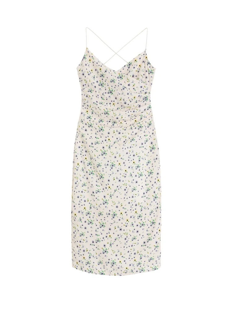 2026 Spring Summer New Floral Print Dress First Love Style Sweet Tea Party Dress Slim Fit Hide Belly Sling Women's Frock - Image 6