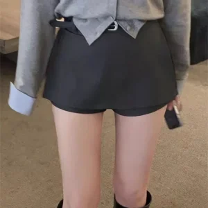 High Waist A-Line Skirt Suit Bla Women's Korean Sle Belted f-length Skirt Commute Stand Fit Summer Collection