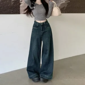 New loose wide-leg pants with stretch for women that enhance height2025Versatile high-waisted slimming jeans with a drapey, floo